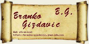 Branko Gizdavić vizit kartica